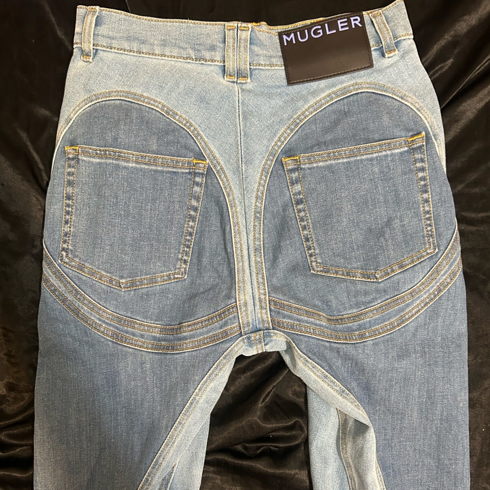 Mugler Spiral high-waisted skinny jeans blue